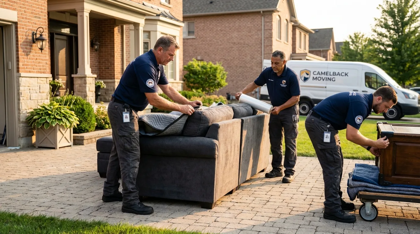 Large estate moving crew wrapping furniture in McConnelsville, OH