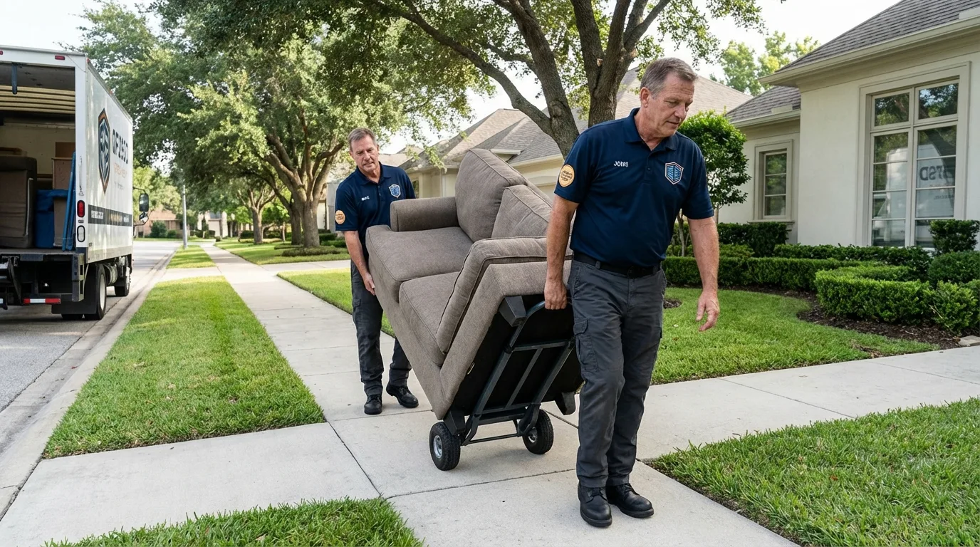 Local residential moving crew loading furniture in McConnelsville, OH